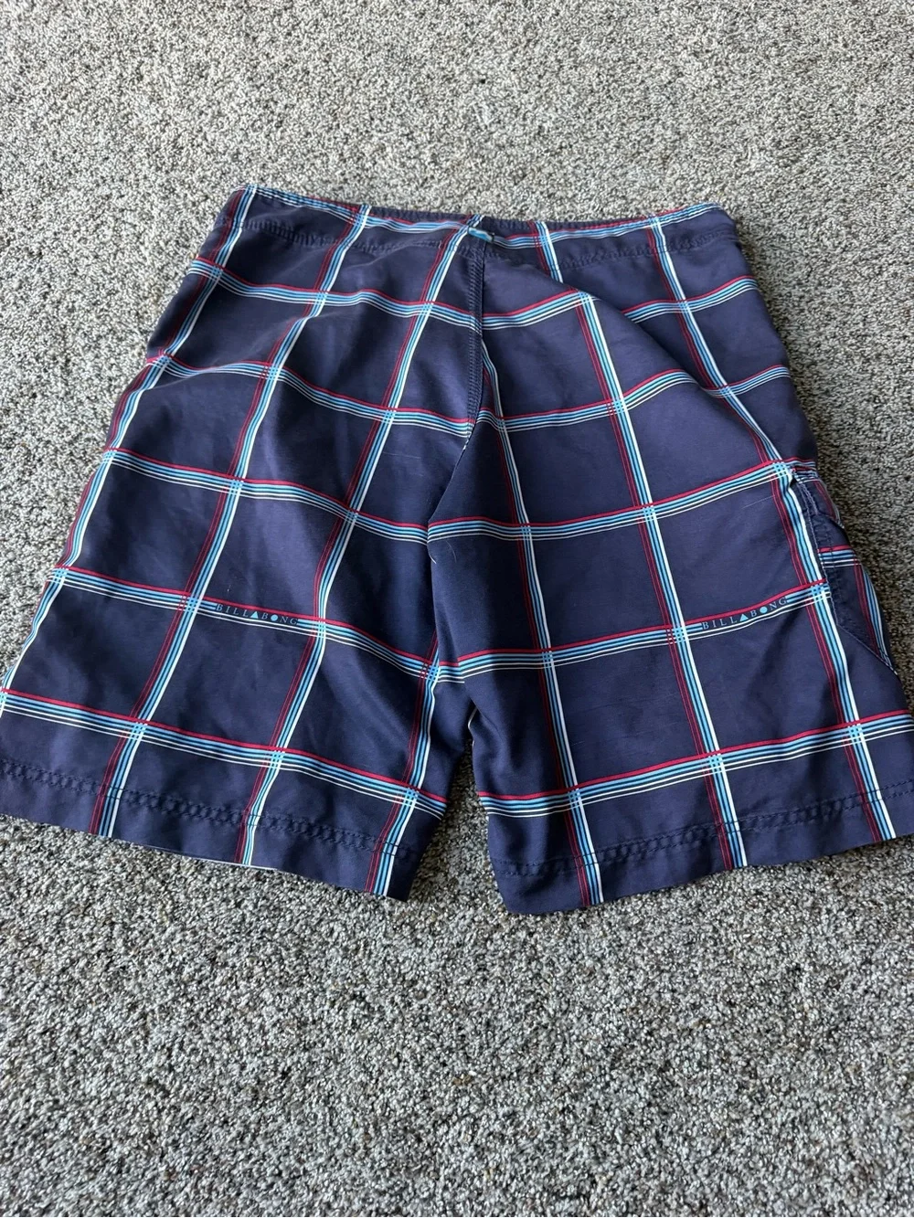 Billabong M120JRUS Men's 36 Navy Plaid Boardshorts Y2K Surf Cargo Swim